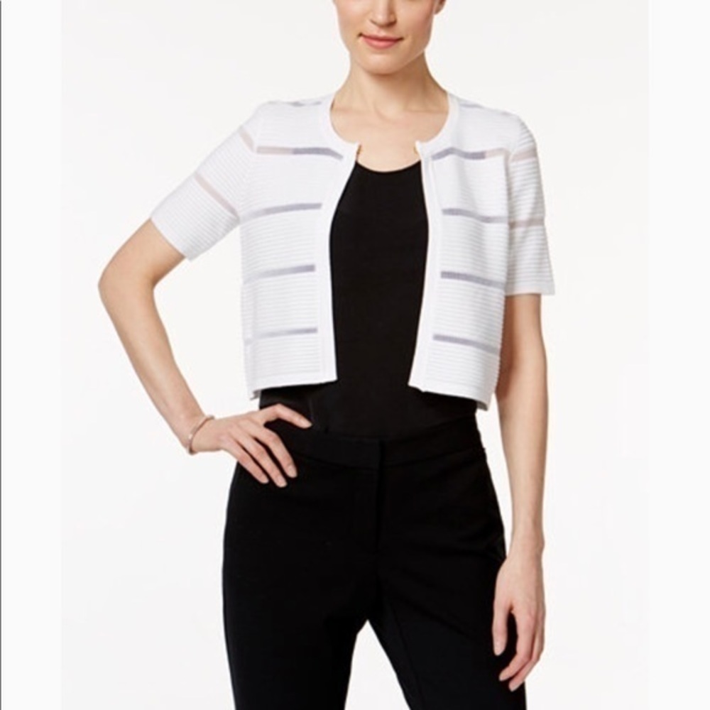 Calvin Klein Short-Sleeve Illusion-Inset Shrug S